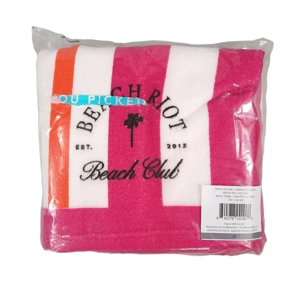 Beach Riot Beach Club Beach Towel Pink White Orange Stripe